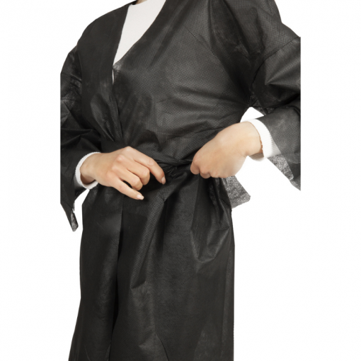 Vienreizējās lietošanas melns kimono LABOR PRO - Image 2