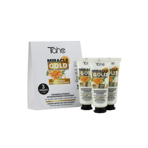 Intensīvas, ātras iedarbības matu izlīdzināšanas līdzeklis Anti-frizz Miracle Gold TAHE, 3 x 25 ml