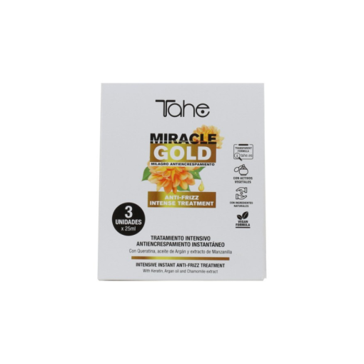 Intensīvas, ātras iedarbības matu izlīdzināšanas līdzeklis Anti-frizz Miracle Gold TAHE, 3 x 25 ml - Image 5