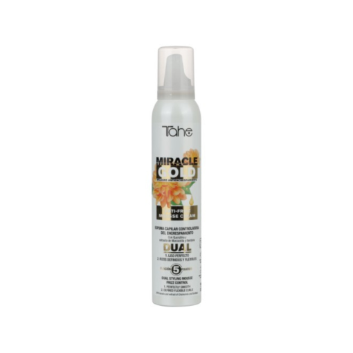 Izlīdzinošas spēcīgas fiksācijas matu putas Anti-frizz Miracle Gold TAHE, 200 ml.